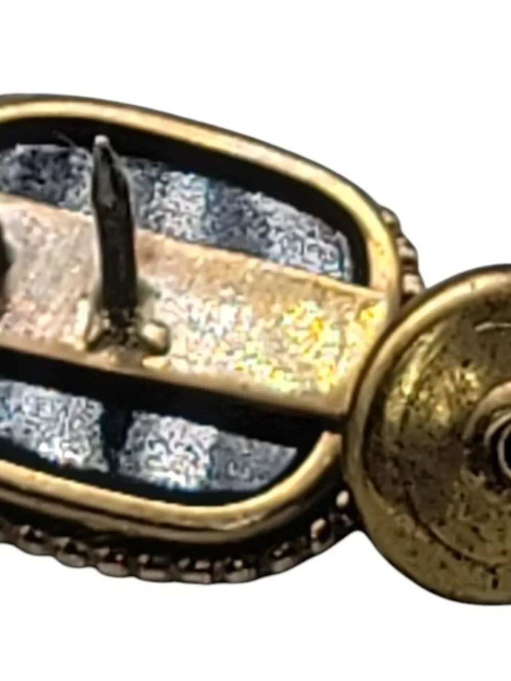 14k Black Onyx Inlay Mens Tie Tack Mine Cut Diamond Antique Early 1900s Art Deco